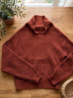 Aritzia Wilfred Montpellier Merino Wool Turtleneck Sweater XXS Brick